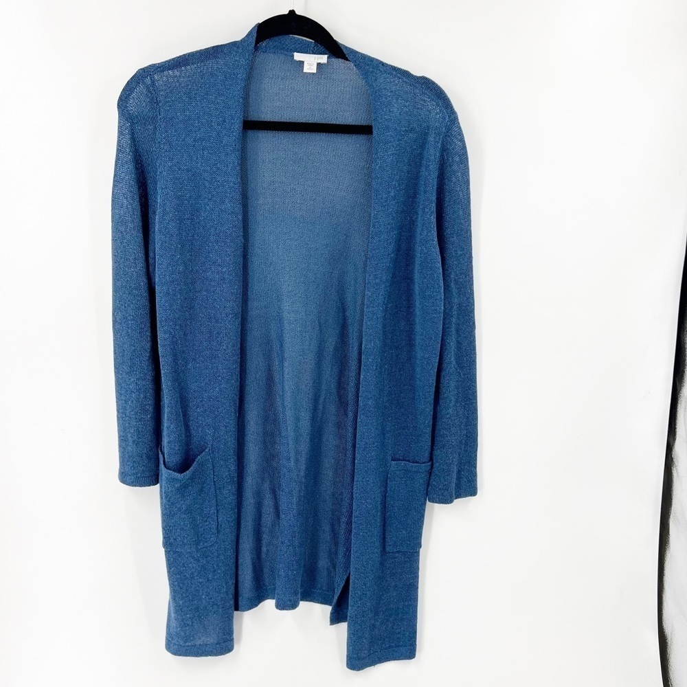 ✅ J. JILL‎ LINEN BLEND BLUE CARDIGAN SIZE SMALL